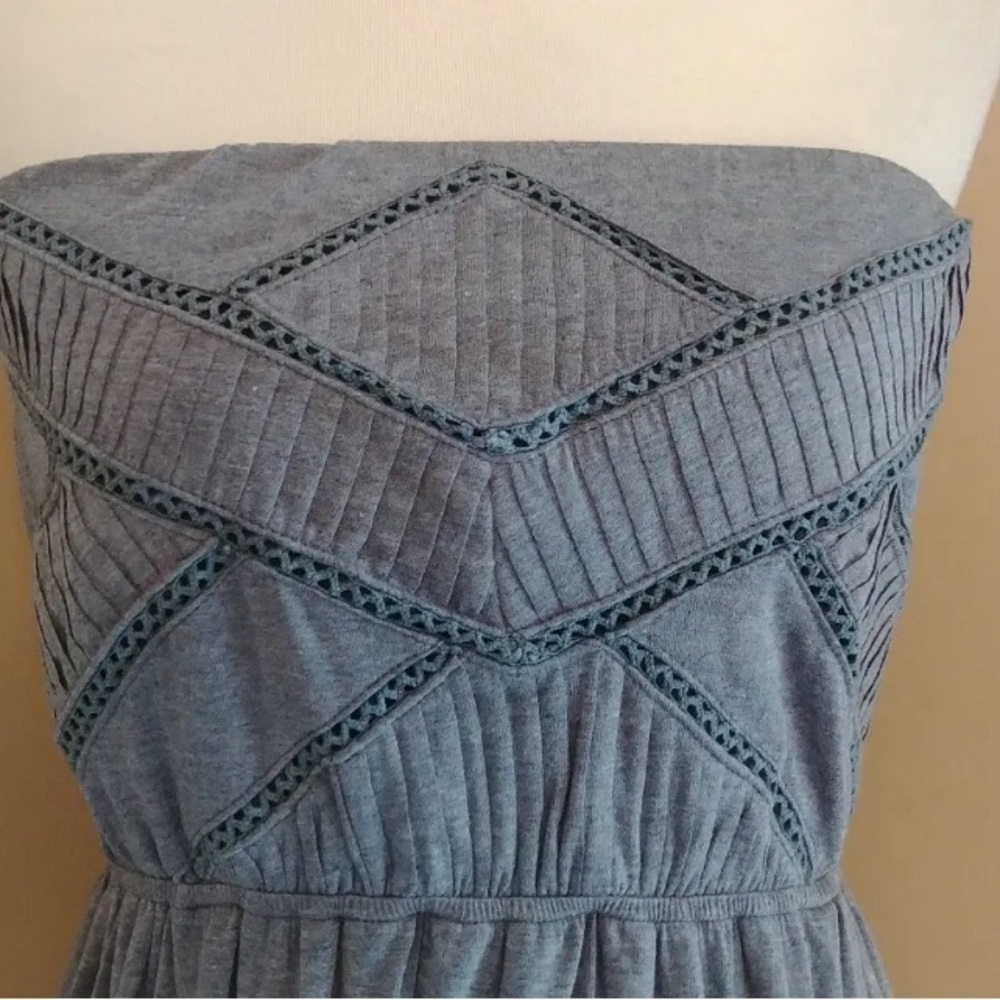 Slate Blue Strapless Maxi Dress Jersey Knit Boho Modcloth by Doe & Rae Euro - Picture 3 of 10